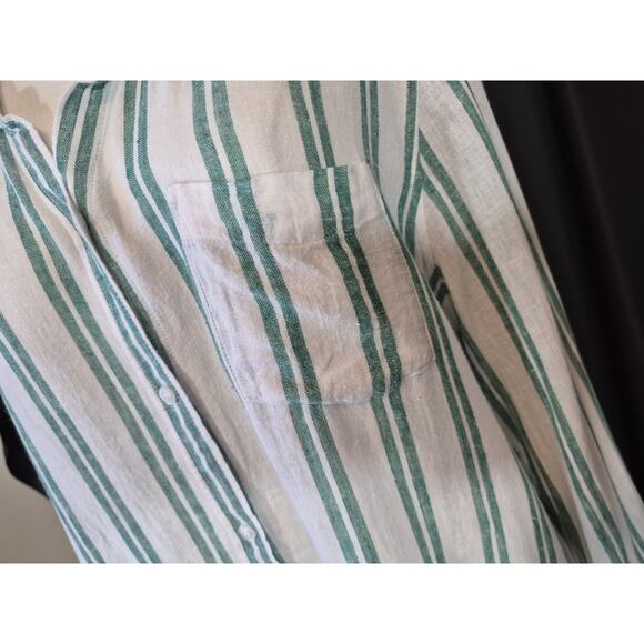 Rails Charli Cordoba Stripe Button Down White Green Linen Blend Top XXL - Picture 4 of 12